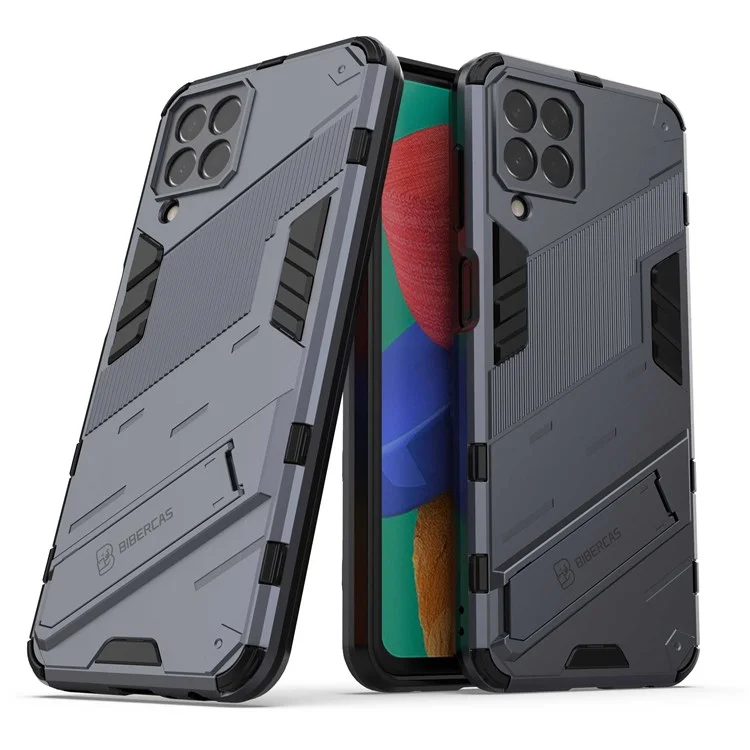 For Samsung Galaxy M33 5G (Global) PC + TPU Case Phone Back Cover with Kickstand - Grey