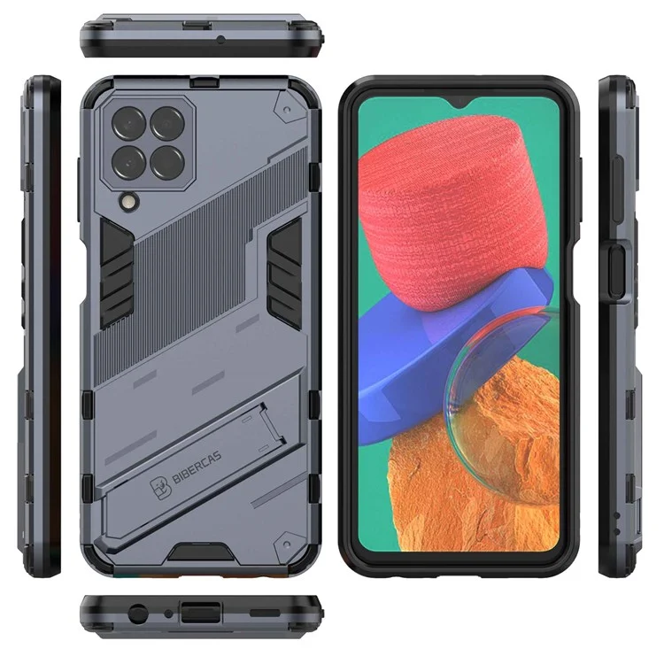 For Samsung Galaxy M33 5G (Global) PC + TPU Case Phone Back Cover with Kickstand - Grey