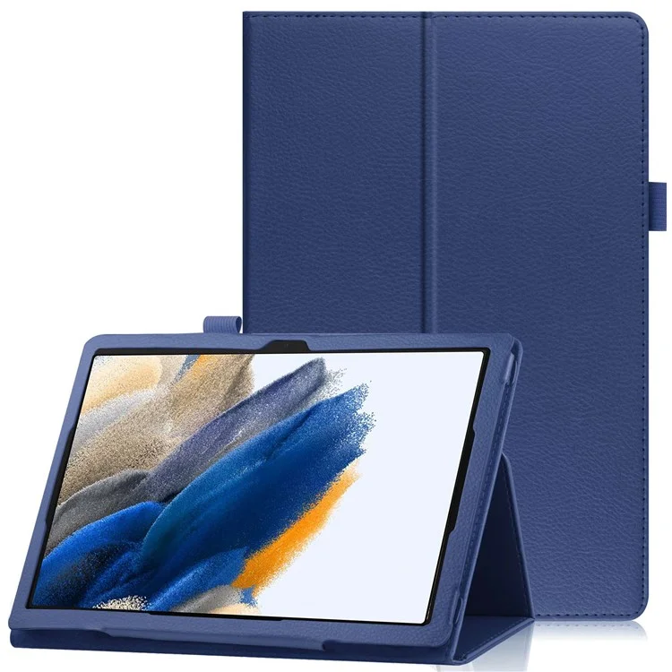 Para Samsung Galaxy Tab A8 10.5 (2021) / (2022) Litchi Texture Tablet Case Capa Protetora de Couro PU com Função Auto Acordar / Dormir - Azul Escuro