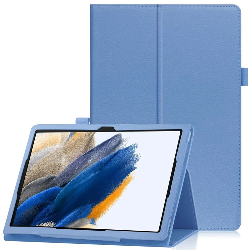 For Samsung Galaxy Tab A8 10.5 (2021) / (2022) Litchi Texture Tablet Case PU Leather Protective Cover with Auto Wake / Sleep - Baby Blue