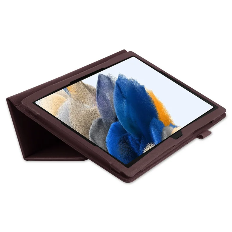 For Samsung Galaxy Tab A8 10.5 (2021) / (2022) Litchi Texture Tablet Case PU Leather Protective Cover with Auto Wake / Sleep - Brown