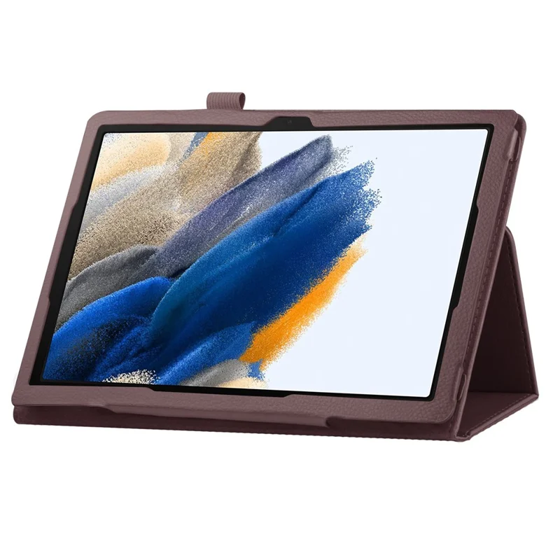 For Samsung Galaxy Tab A8 10.5 (2021) / (2022) Litchi Texture Tablet Case PU Leather Protective Cover with Auto Wake / Sleep - Brown