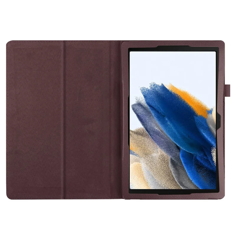 For Samsung Galaxy Tab A8 10.5 (2021) / (2022) Litchi Texture Tablet Case PU Leather Protective Cover with Auto Wake / Sleep - Brown