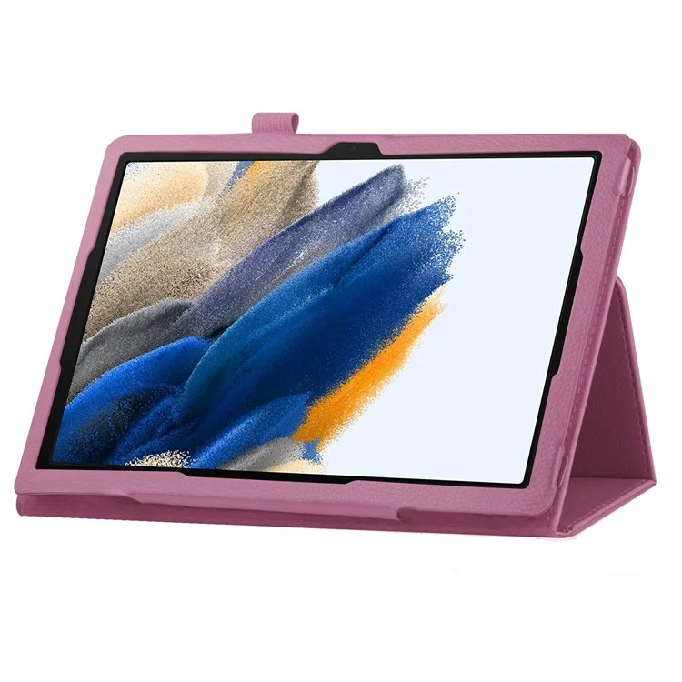 Para Samsung Galaxy Tab A8 10.5 (2021) / (2022) Litchi Texture Tablet Case PU Leather Protective Cover with Auto Wake / Sleep - Purple