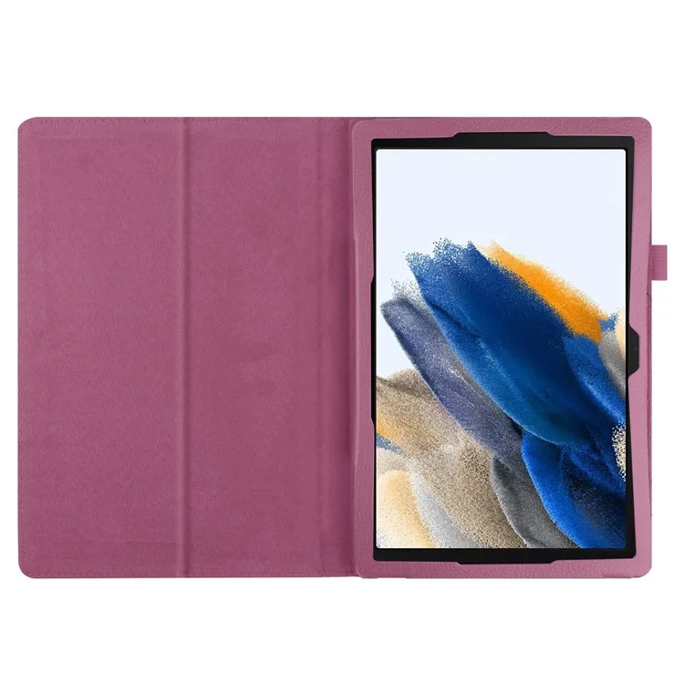 Para Samsung Galaxy Tab A8 10.5 (2021) / (2022) Litchi Texture Tablet Case PU Leather Protective Cover with Auto Wake / Sleep - Purple