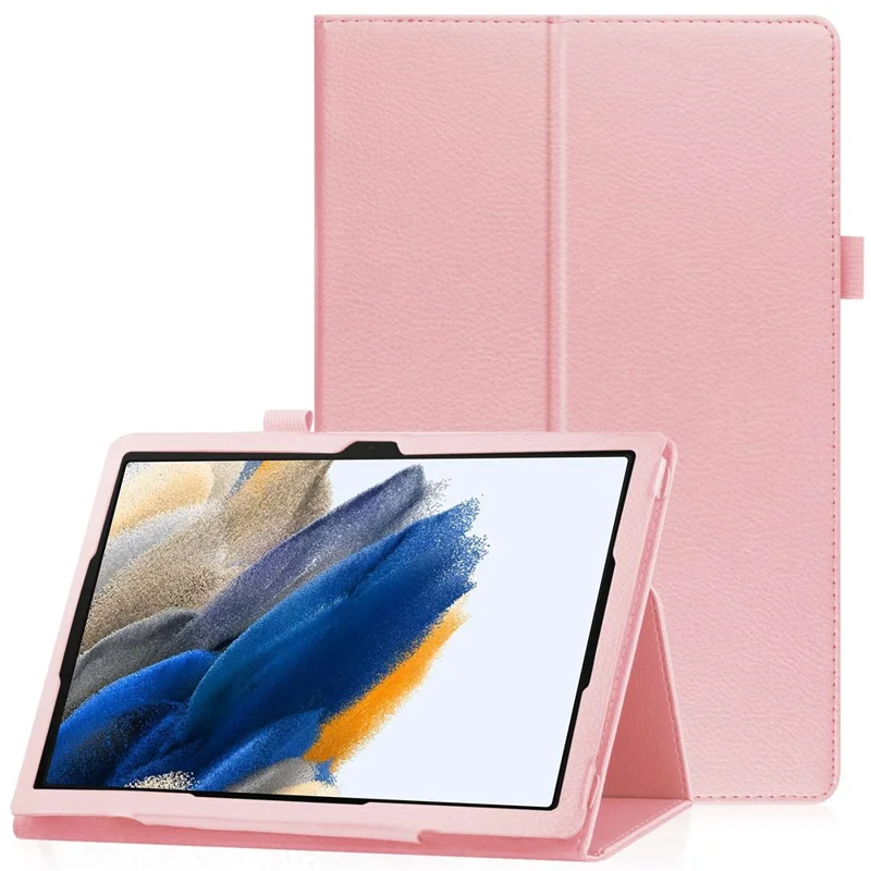 For Samsung Galaxy Tab A8 10.5 (2021) / (2022) Litchi Texture Tablet Case PU Leather Protective Cover with Auto Wake / Sleep - Pink