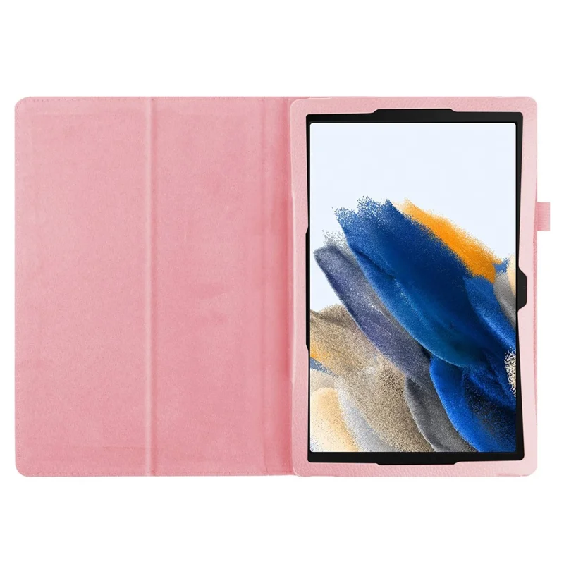 For Samsung Galaxy Tab A8 10.5 (2021) / (2022) Litchi Texture Tablet Case PU Leather Protective Cover with Auto Wake / Sleep - Pink