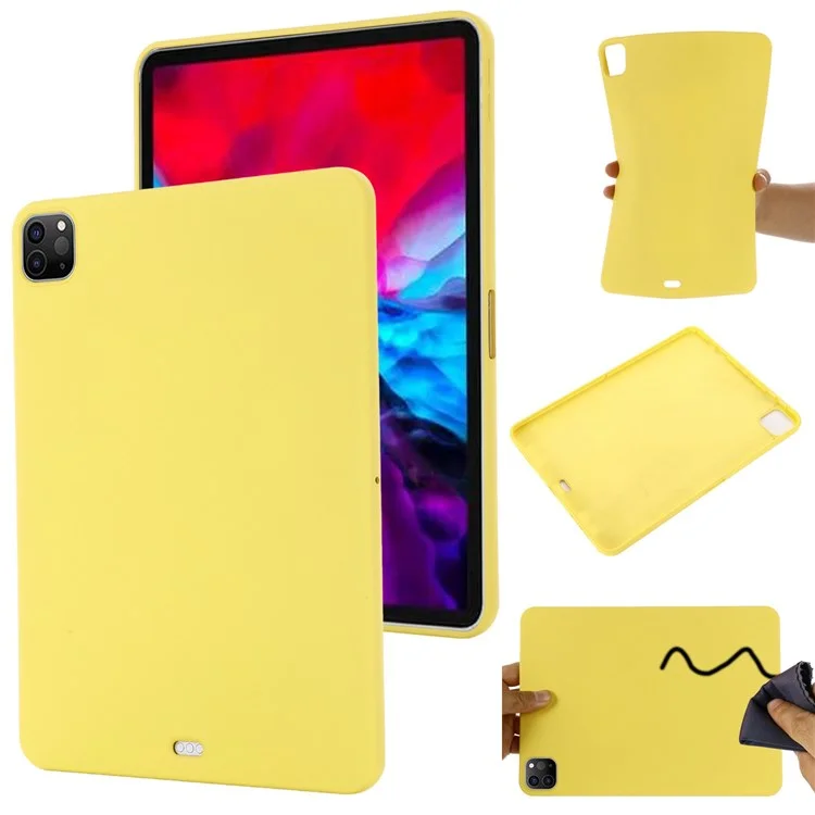 Для iPad Pro 12.9 (2018) / (2020) / (2021) / (2022) Тонкий легкий противоударный чехол из микрофибры с жидким силиконом - Желтый