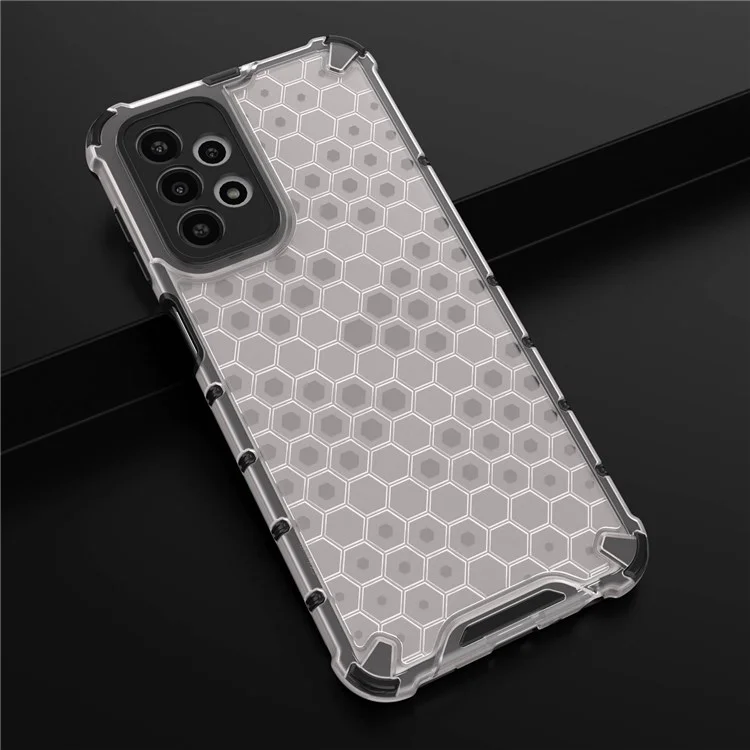 Per Samsung Galaxy A23 5G (versione globale) / 4G Honeycomb Textured Soft TPU + Hard PC Phone Case Hybrid Protective Cover - Grigio
