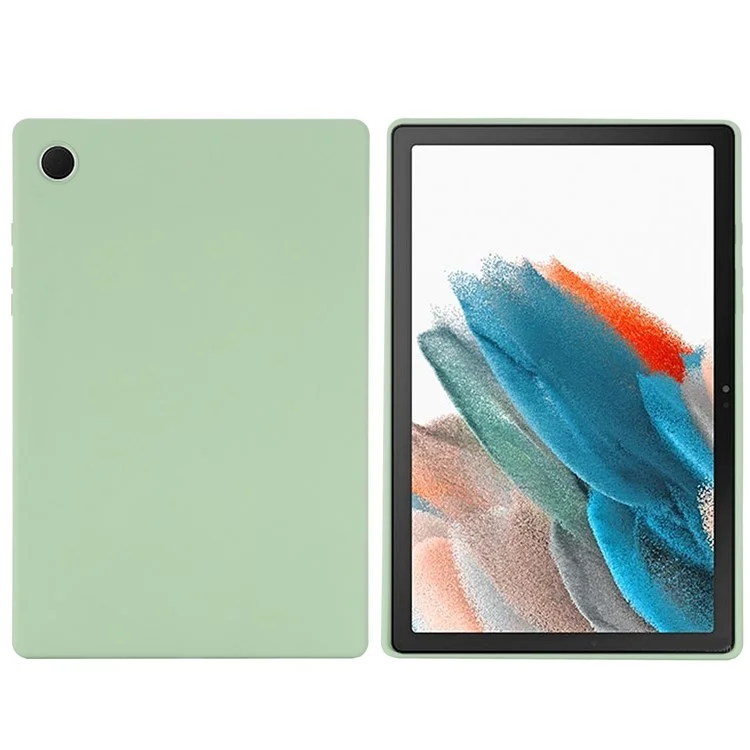 Flüssiges Silikon-Tablettenetui für Samsung Galaxy Tab A8 10.5 (2021) / (2022), stoßfeste Mikrofaserauskleidung, schlankes Tablettenetui - Grün