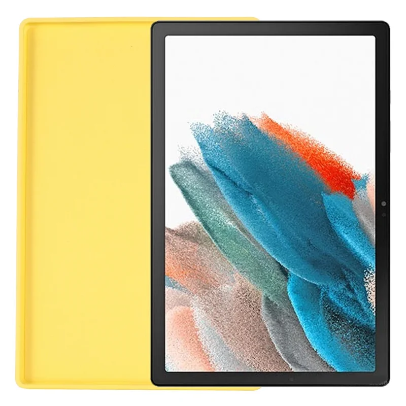 Liquid Silicone Tablet Cover for Samsung Galaxy Tab A8 10.5 (2021) / (2022) , Shockproof Microfiber Lining Slim Tablet Case - Yellow