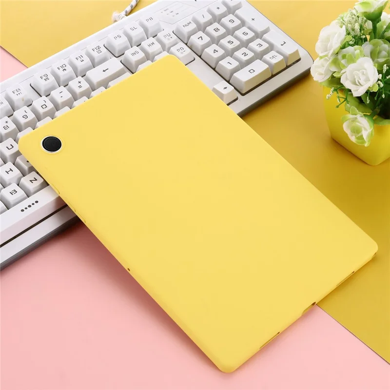 Liquid Silicone Tablet Cover for Samsung Galaxy Tab A8 10.5 (2021) / (2022) , Shockproof Microfiber Lining Slim Tablet Case - Yellow