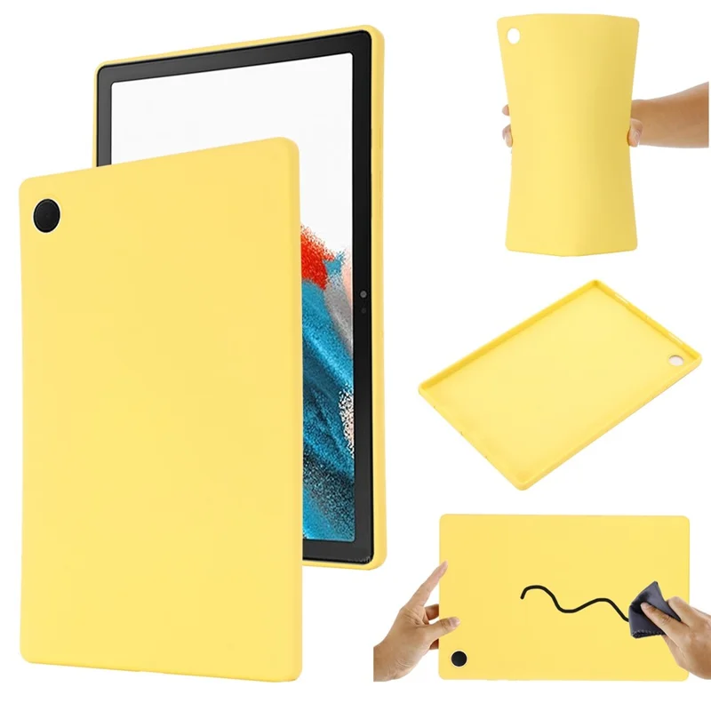 Liquid Silicone Tablet Cover for Samsung Galaxy Tab A8 10.5 (2021) / (2022) , Shockproof Microfiber Lining Slim Tablet Case - Yellow