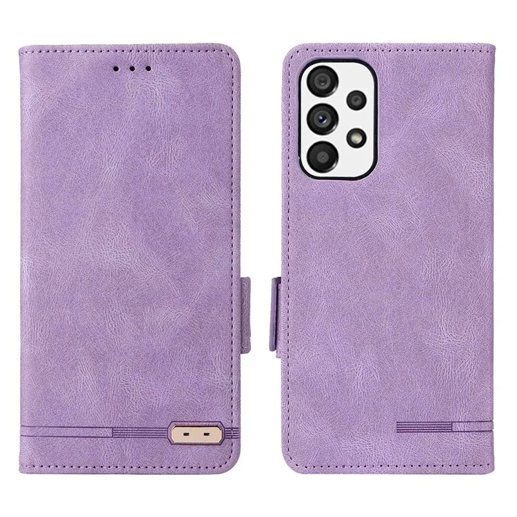 cu Leather Phone Case Для Samsung Galaxy A73 5G, Кошелек, Противоположная Подставка Shockper TPU Внутренняя Оболочка Против Подачи - Пурпурный