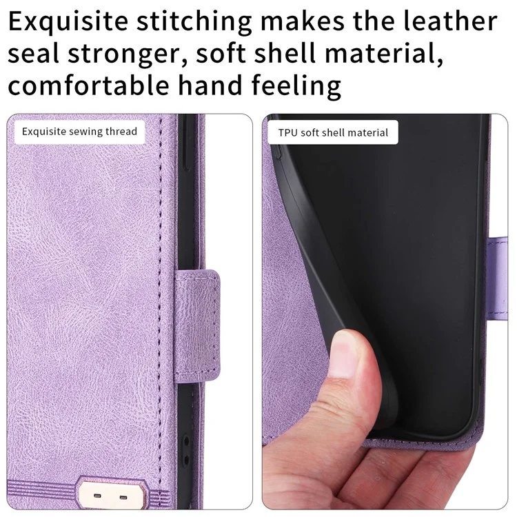 cu Leather Phone Case Для Samsung Galaxy A73 5G, Кошелек, Противоположная Подставка Shockper TPU Внутренняя Оболочка Против Подачи - Пурпурный