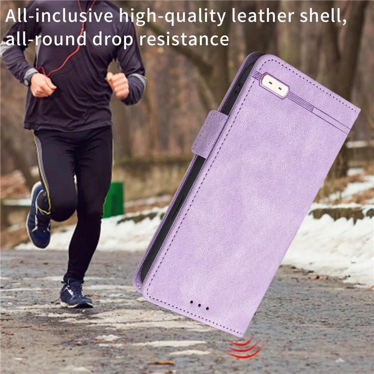 cu Leather Phone Case Для Samsung Galaxy A73 5G, Кошелек, Противоположная Подставка Shockper TPU Внутренняя Оболочка Против Подачи - Пурпурный
