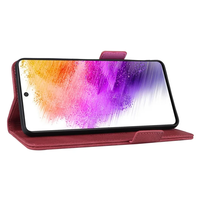 PU Leather Phone Case for Samsung Galaxy A73 5G, Wallet Flip Stand Shockproof TPU Interior Shell Anti-dust Cover - Rose