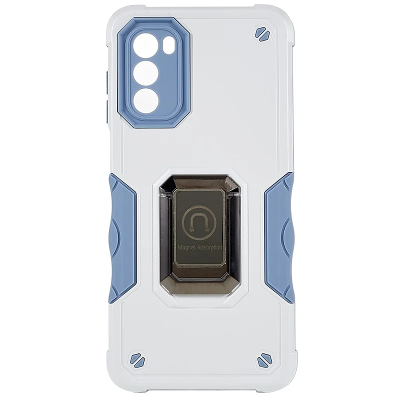 Pour Motorola Moto G52 4G Cutout Cutout Soft TPU Hard PC Armure Military Couvre Couvre-bague Herbe Tableau de Téléphone Portable - Blanche