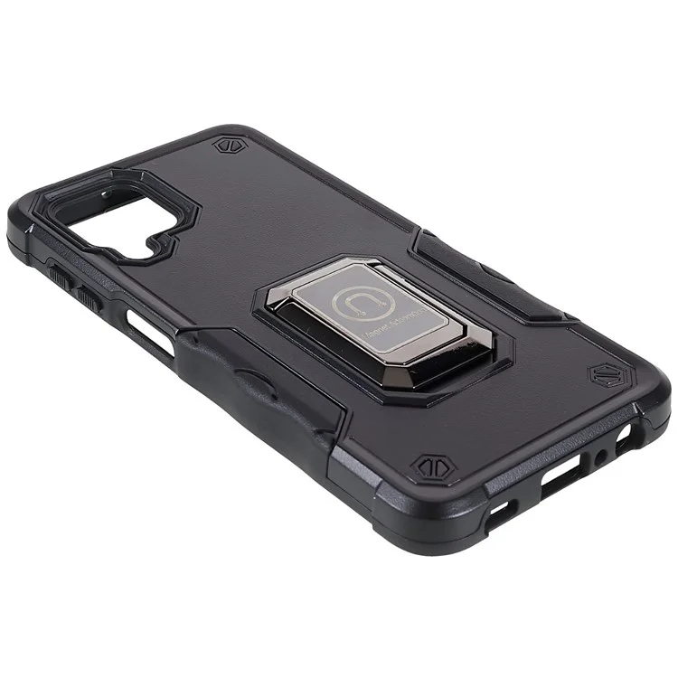 Para Samsung Galaxy M32 (versión Global)/F22/M22 TPU Hard PC Armor Military Grade Cover Cortada De Anillo Recortado Preciso Kickstand Phock Telephone Phone - Negro