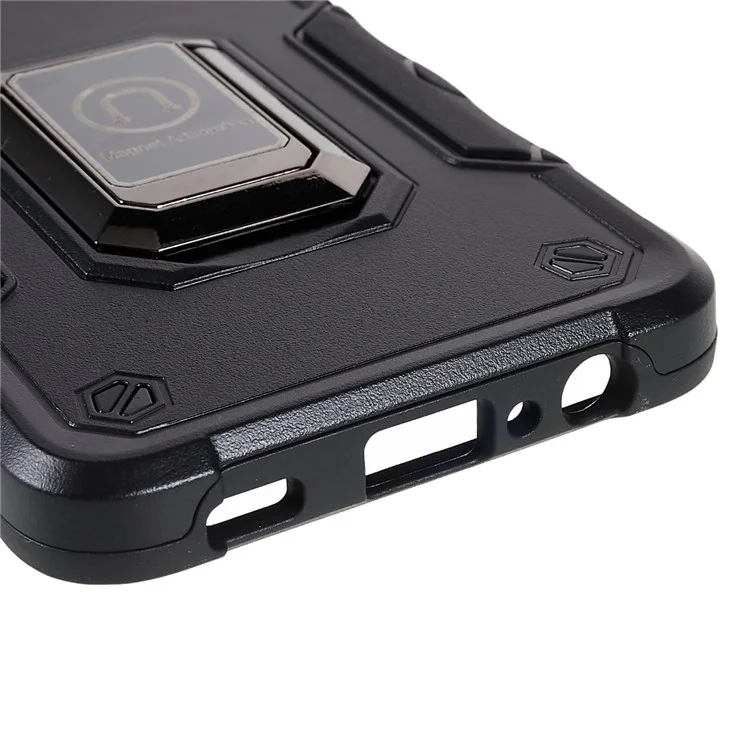 Para Samsung Galaxy M32 (versión Global)/F22/M22 TPU Hard PC Armor Military Grade Cover Cortada De Anillo Recortado Preciso Kickstand Phock Telephone Phone - Negro