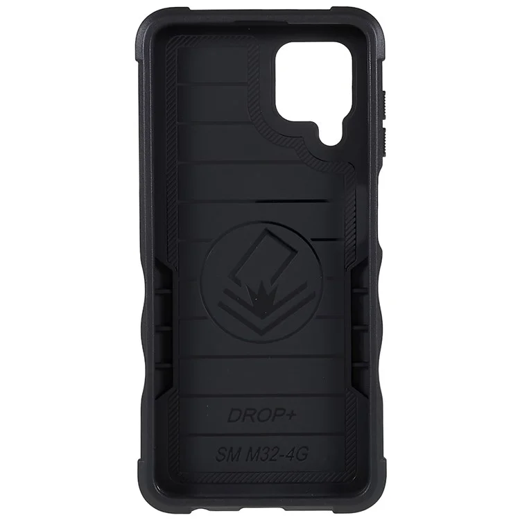 Pour Samsung Galaxy M32 (version Globale) / F22 / M22 Soft TPU Hard PC Armor Grade Military Grade Hittout Ring Hotder Kickstand Tocoping Case - Rouge