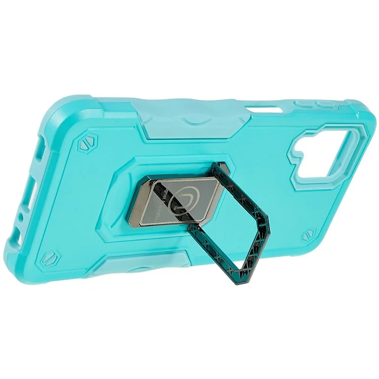 Para Samsung Galaxy M32 (versión Global)/F22/M22 TPU Hard PC Armor Military Grade Cover Cortada De Anillo Recortado Preciso Kickstand Phock Telephone Phone - Verde Claro