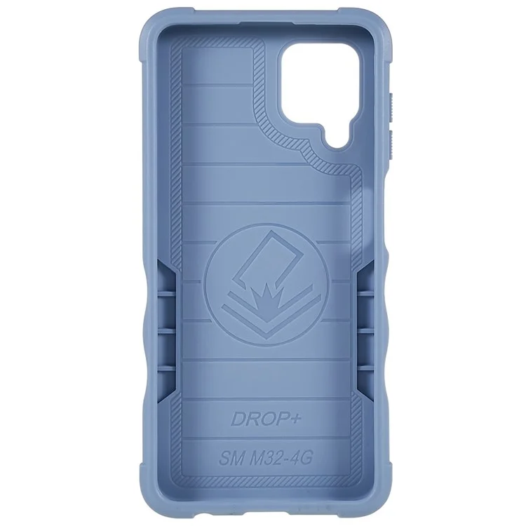Für Samsung Galaxy M32 (globale Version)/F22/M22 Soft TPU Hard PC Armor Militärische Abdeckung Precise Cutout Ringhalter Kickstand Schockdelefonhülle - Weiß