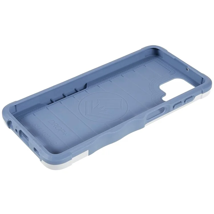 Für Samsung Galaxy M32 (globale Version)/F22/M22 Soft TPU Hard PC Armor Militärische Abdeckung Precise Cutout Ringhalter Kickstand Schockdelefonhülle - Weiß
