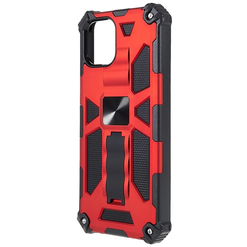For Samsung Galaxy A03 (164.2mm) Well-protected Anti-scratch PC and TPU Combo Armor Phone Case Kickstand Hybrid Shell - Red