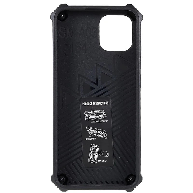 For Samsung Galaxy A03 (164.2mm) Well-protected Anti-scratch PC and TPU Combo Armor Phone Case Kickstand Hybrid Shell - Red