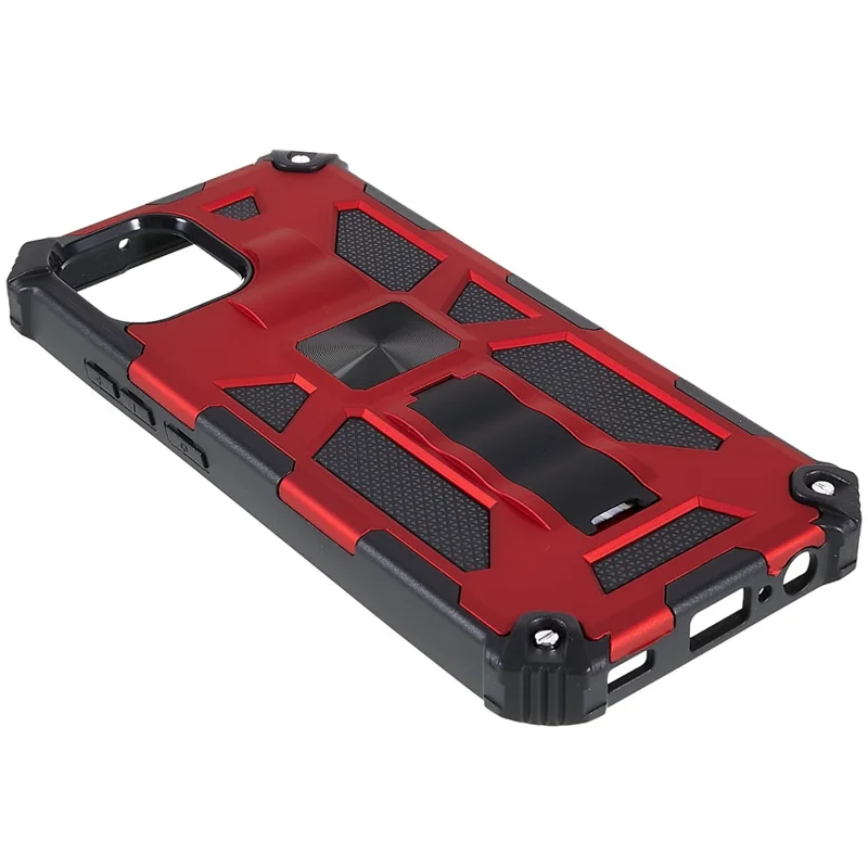 For Samsung Galaxy A03 (164.2mm) Well-protected Anti-scratch PC and TPU Combo Armor Phone Case Kickstand Hybrid Shell - Red