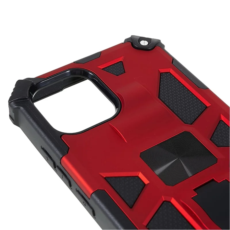For Samsung Galaxy A03 (164.2mm) Well-protected Anti-scratch PC and TPU Combo Armor Phone Case Kickstand Hybrid Shell - Red