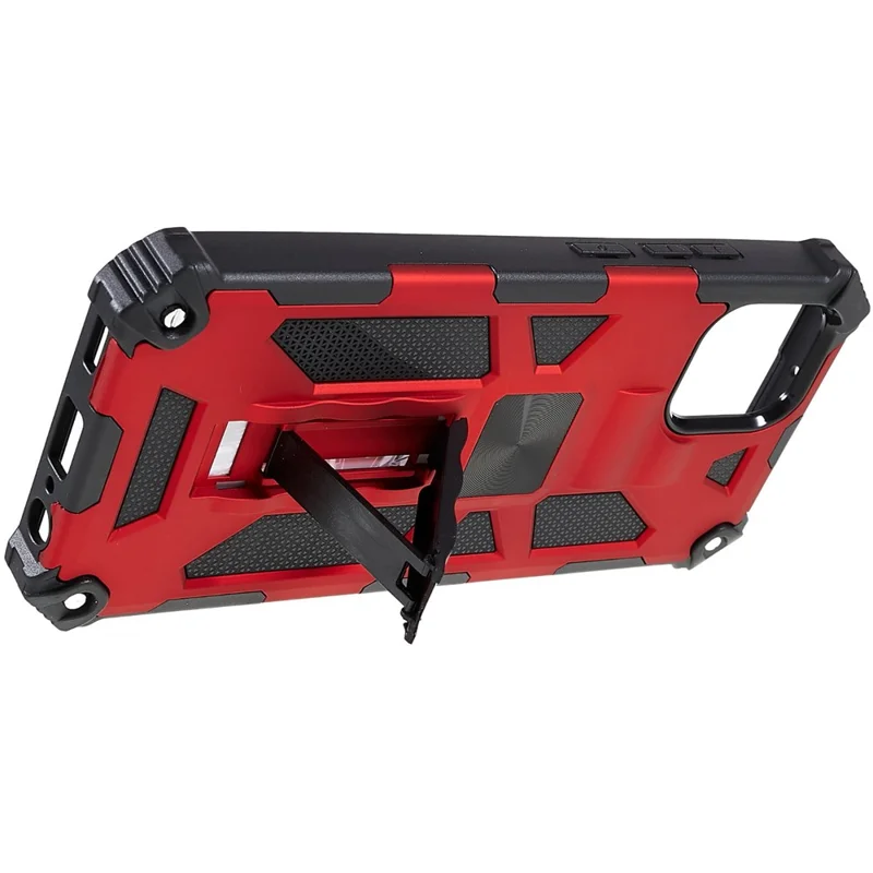 For Samsung Galaxy A03 (164.2mm) Well-protected Anti-scratch PC and TPU Combo Armor Phone Case Kickstand Hybrid Shell - Red