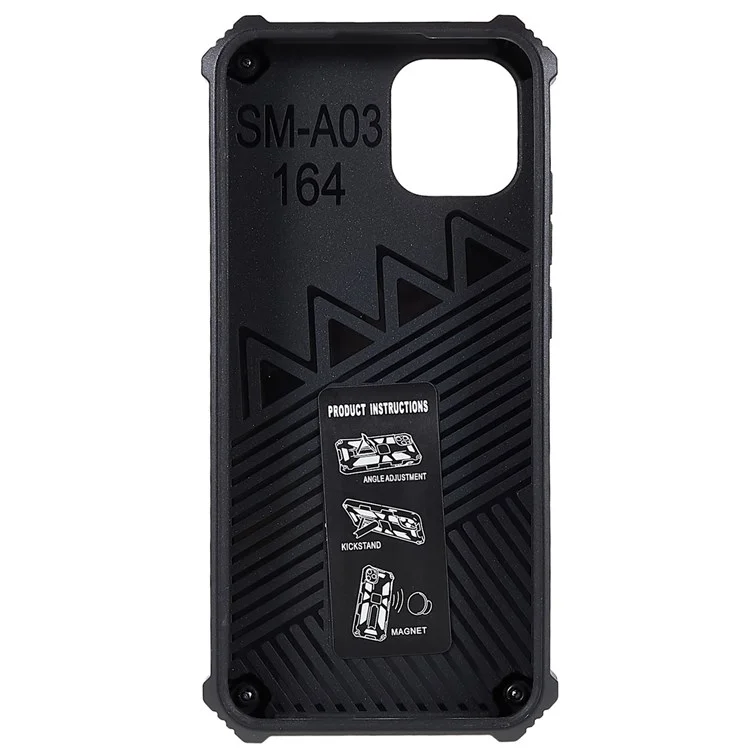 Per Samsung Galaxy A03 (164,2 x 75,9 x 9,1 Mm) PC Anti-scratch Ben Protetto Case di Armatura Combo TPU Kickstand Shell Ibrido - D'argento