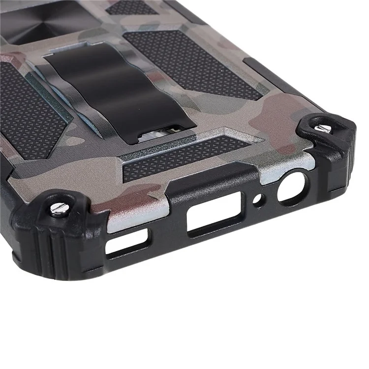 Per Samsung Galaxy A03 (164,2 x 75,9 x 9,1 mm) Design mimetico di grado militare Supporto nascosto Quattro angoli anti-caduta Custodia protettiva per telefono con lastra metallica integrata - Verde militare