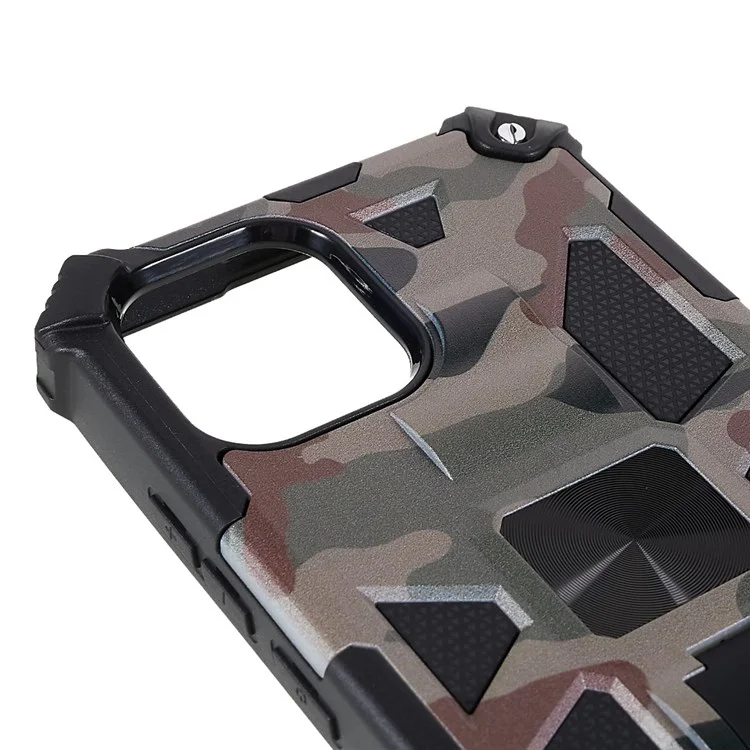 Per Samsung Galaxy A03 (164,2 x 75,9 x 9,1 mm) Design mimetico di grado militare Supporto nascosto Quattro angoli anti-caduta Custodia protettiva per telefono con lastra metallica integrata - Verde militare