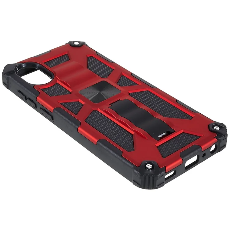 For  Samsung Galaxy A03 Core PC and TPU Combo Armor Cell Phone Case Wear-resistant Drop-proof Kickstand Hybrid Shell - Red