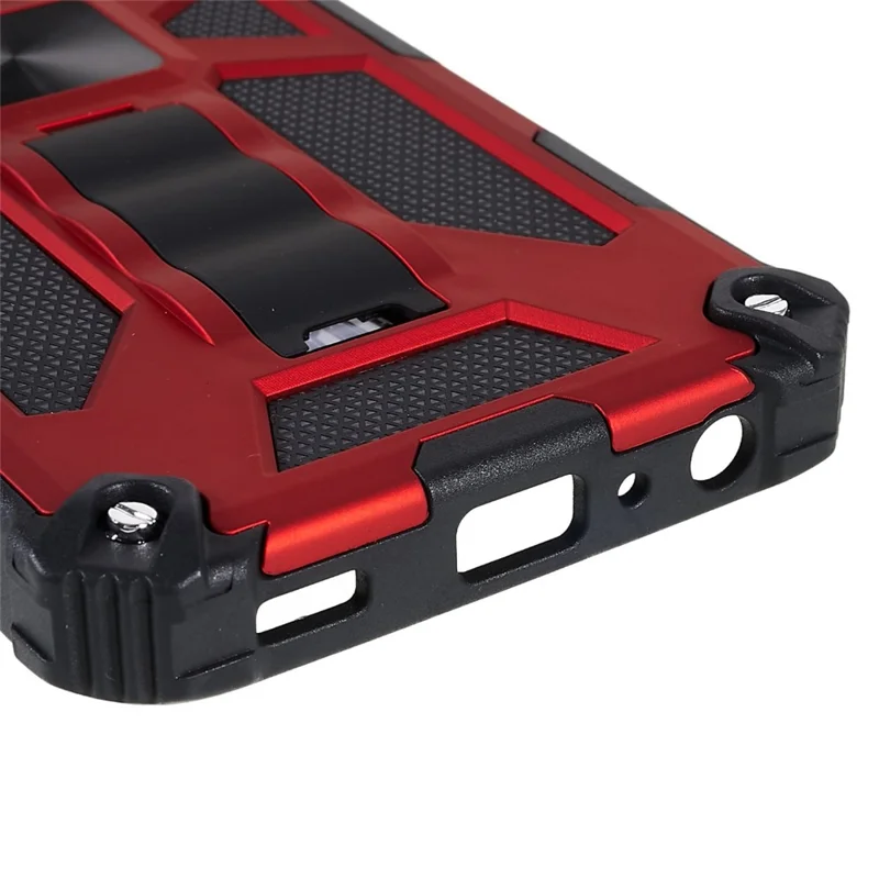 For  Samsung Galaxy A03 Core PC and TPU Combo Armor Cell Phone Case Wear-resistant Drop-proof Kickstand Hybrid Shell - Red