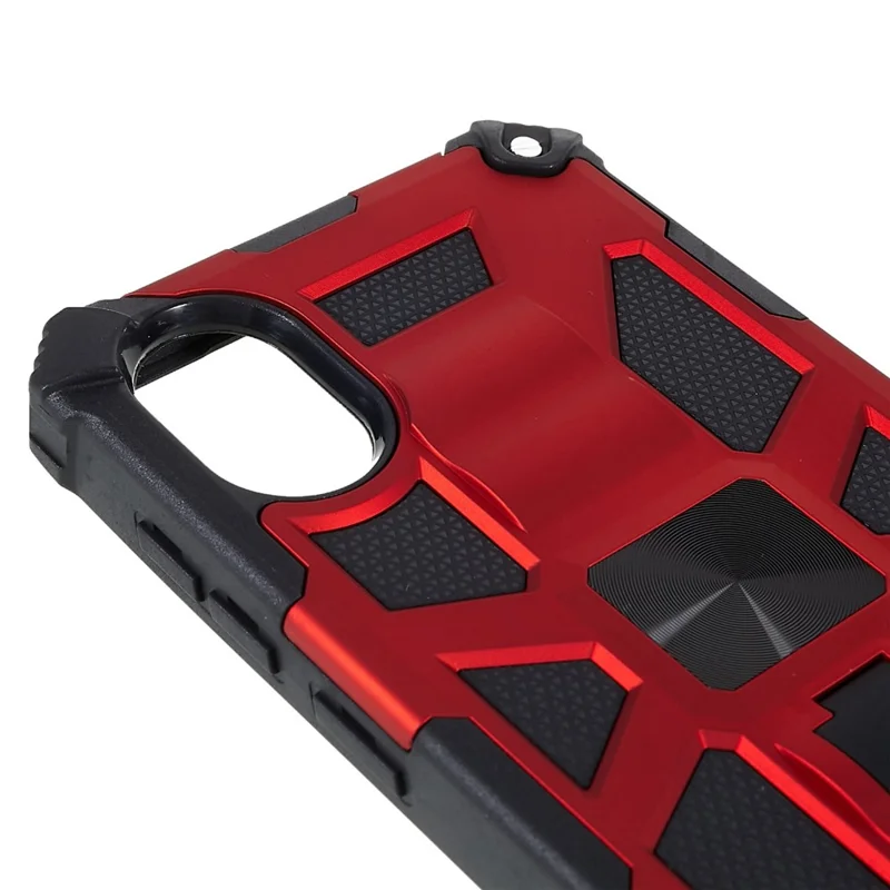 For  Samsung Galaxy A03 Core PC and TPU Combo Armor Cell Phone Case Wear-resistant Drop-proof Kickstand Hybrid Shell - Red