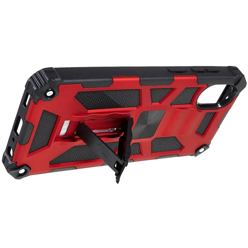 For  Samsung Galaxy A03 Core PC and TPU Combo Armor Cell Phone Case Wear-resistant Drop-proof Kickstand Hybrid Shell - Red