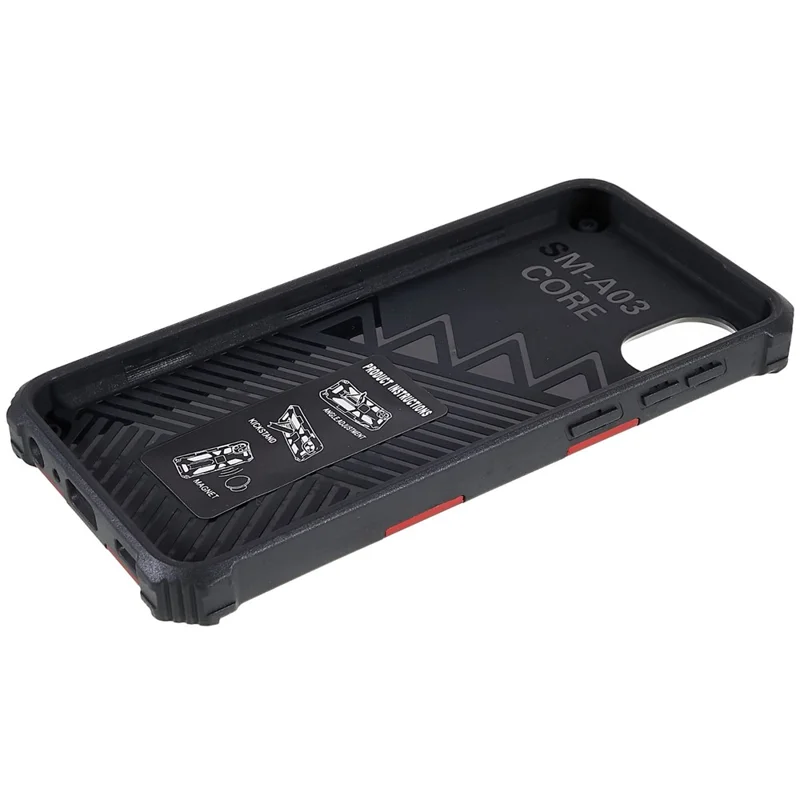 For  Samsung Galaxy A03 Core PC and TPU Combo Armor Cell Phone Case Wear-resistant Drop-proof Kickstand Hybrid Shell - Red