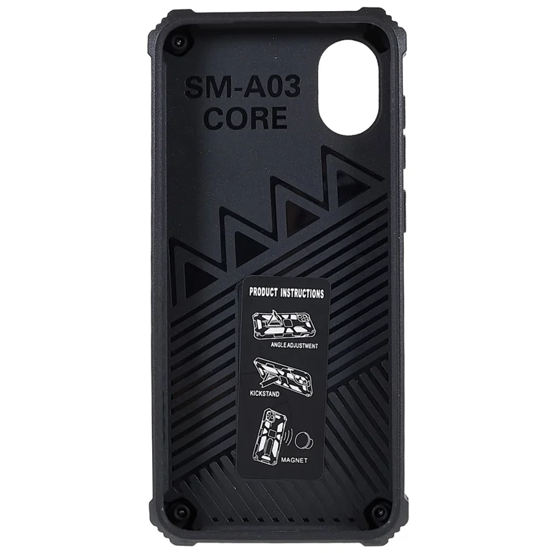 For  Samsung Galaxy A03 Core PC and TPU Combo Armor Cell Phone Case Wear-resistant Drop-proof Kickstand Hybrid Shell - Gold