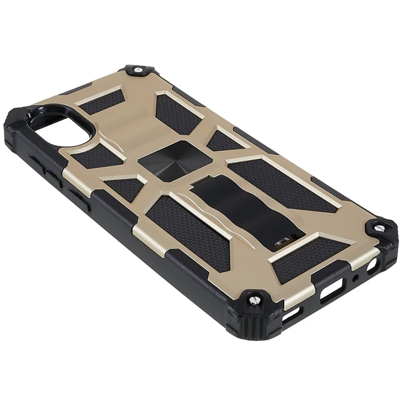 For  Samsung Galaxy A03 Core PC and TPU Combo Armor Cell Phone Case Wear-resistant Drop-proof Kickstand Hybrid Shell - Gold