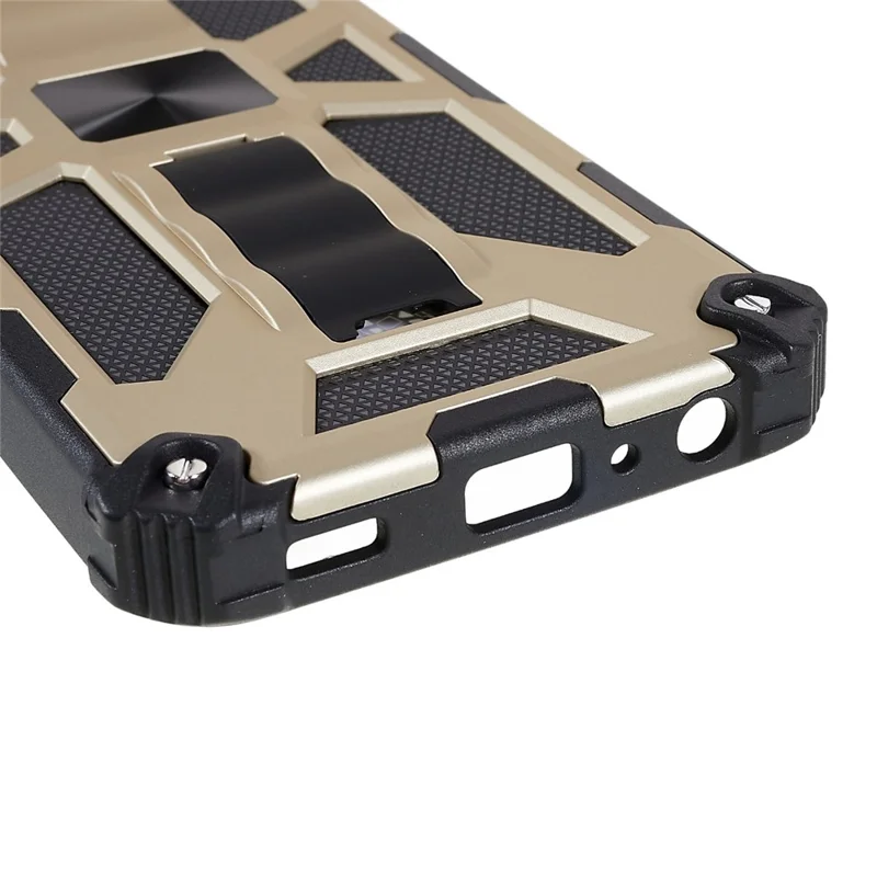 For  Samsung Galaxy A03 Core PC and TPU Combo Armor Cell Phone Case Wear-resistant Drop-proof Kickstand Hybrid Shell - Gold