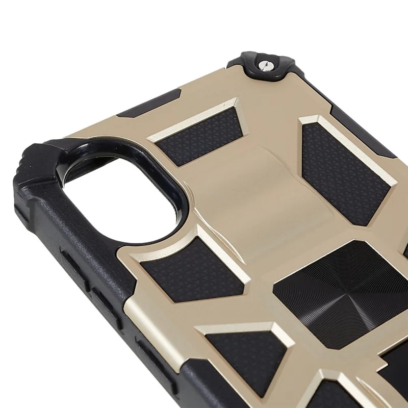 For  Samsung Galaxy A03 Core PC and TPU Combo Armor Cell Phone Case Wear-resistant Drop-proof Kickstand Hybrid Shell - Gold