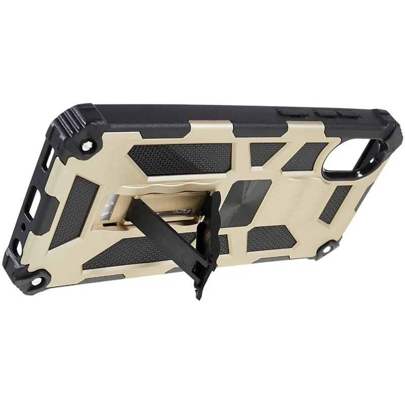 For  Samsung Galaxy A03 Core PC and TPU Combo Armor Cell Phone Case Wear-resistant Drop-proof Kickstand Hybrid Shell - Gold