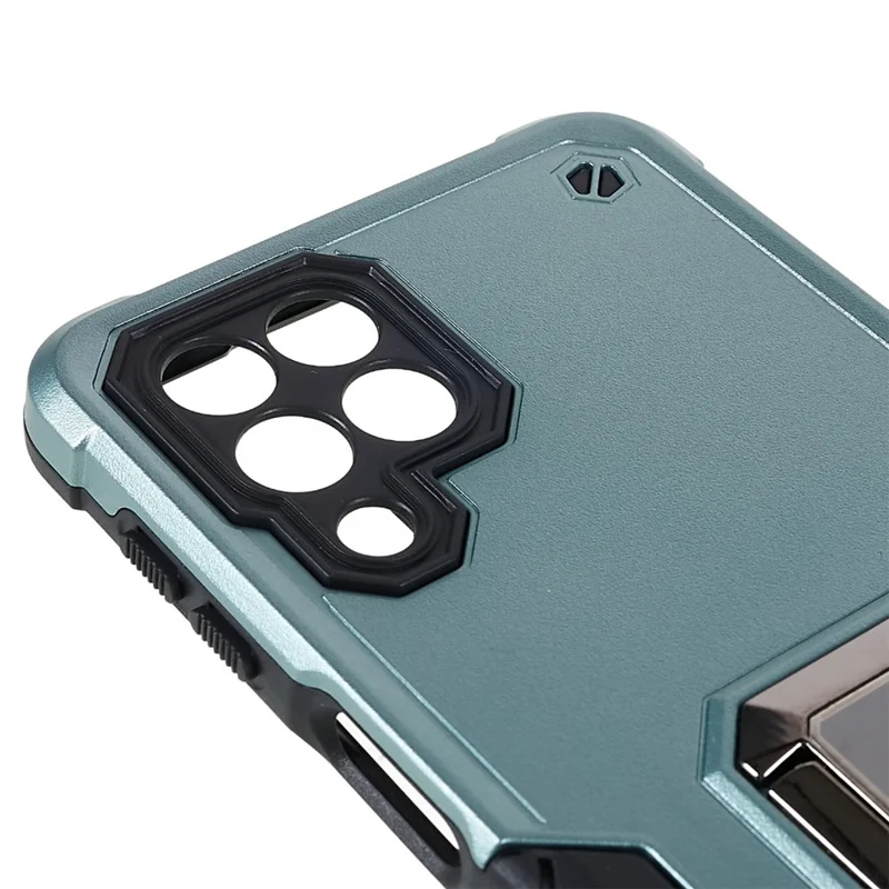 For Samsung Galaxy M53 5G Soft TPU Hard PC Armor Military Grade Cover Ring Holder Kickstand Function Phone Case - Green