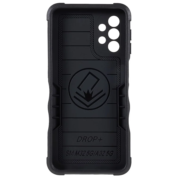 Für Samsung Galaxy M32 5G stoßfestes, weiches TPU-Hardcase-Rüstungsschutz Militärgrade-Schale mit einstellbarem Ständer Funktionshandy-Hülle - Blau