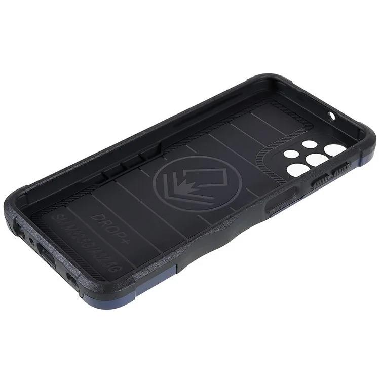 Für Samsung Galaxy M32 5G stoßfestes, weiches TPU-Hardcase-Rüstungsschutz Militärgrade-Schale mit einstellbarem Ständer Funktionshandy-Hülle - Blau