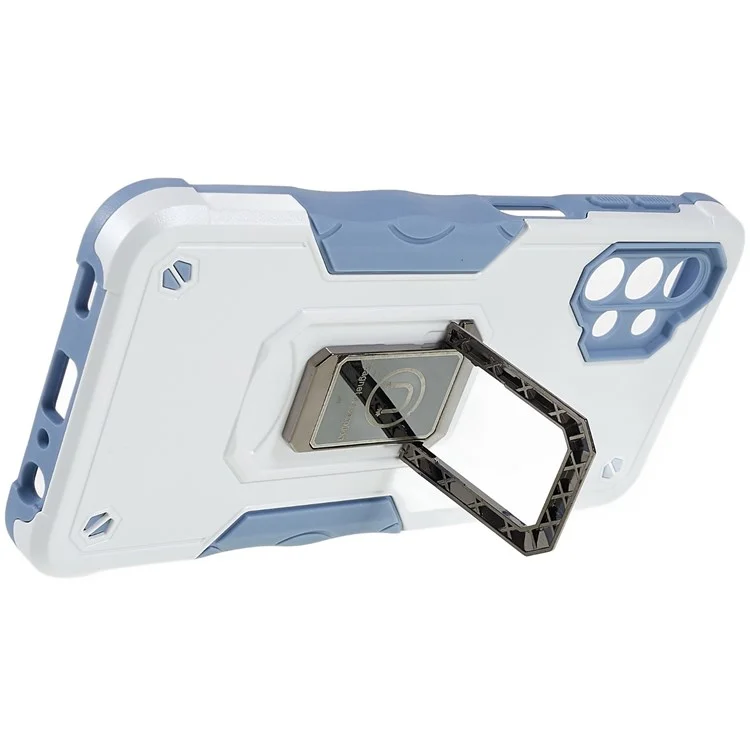 Para o Samsung Galaxy M32 5G Soft Soft TPU Hard PC Armour Militar Grade Militar Caso de Telefone Celular de Kickstand Função Ajuste Caixa - Branco